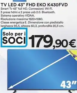 Ipercoop TV LED 43" FHD EKO K430FVD offerta