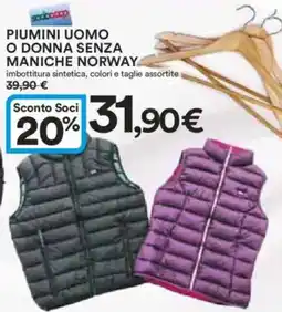 Ipercoop Piumini uomo o donna senza maniche norway offerta