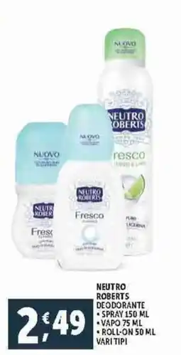 Deco Supermercati Neutro roberts deodorante spray-vapo-roll-on offerta