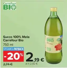 Carrefour Succo 100% Mela Carrefour Bio offerta