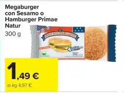 Carrefour Megaburger con Sesamo o Hamburger Primae Natur offerta