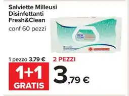 Carrefour Salviette Milleusi Disinfettanti Fresh&Clean offerta