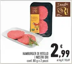 Conad HAMBURGER DI VITELLO I NOSTRI ORI offerta