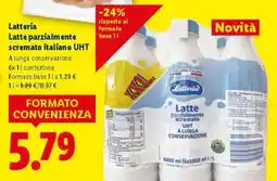 Lidl Latteria Latte parzialmente scremato italiano UHT offerta