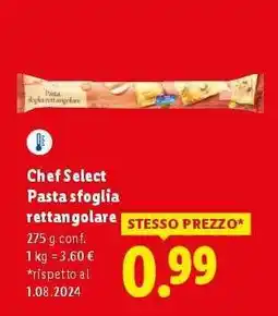 Lidl Chef Select Pasta sfoglia rettangolare offerta