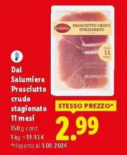 Lidl Dal Salumiere Prosciutto crudo stagionato 11 mesi offerta