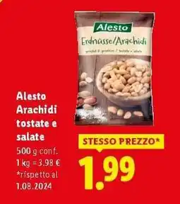 Lidl Alesto Arachidi tostate e salate offerta