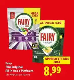 Lidl Fairy Tabs Original All in One o Platinum offerta