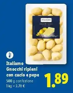 Lidl Italiamo Gnocchi ripieni con cacio e pepe offerta