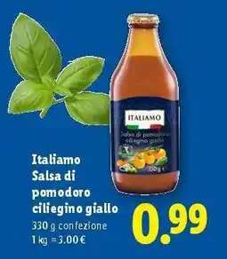Lidl Italiamo Salsa di pomodoro ciliegino giallo offerta