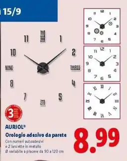 Lidl AURIOL Orologio adesivo da parete offerta