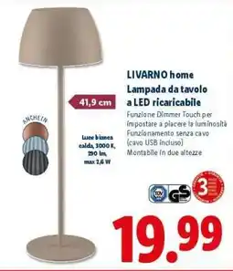 Lidl LIVARNO home Lampada da tavolo a LED ricaricabile offerta