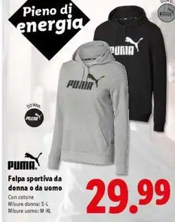 Lidl PUMA Felpa sportiva da donna o da uomo offerta