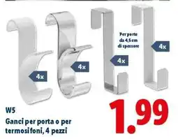 Lidl W5 Ganci per porta o per termosifoni, 4 pezzi offerta