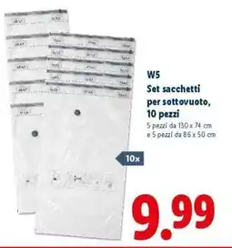 Lidl W5 Set sacchetti per sottovuoto, 10 pezzi offerta