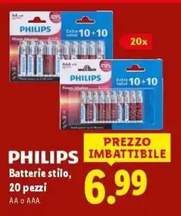 Lidl PHILIPS Batterie stilo, 20 pezzi offerta