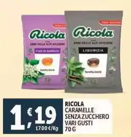 Deco Supermercati Ricola caramelle senza zucchero vari gusti offerta