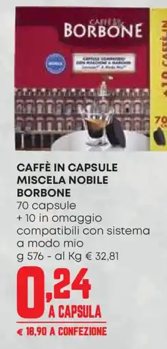 Panorama Caffè in capsule miscela nobile borbone offerta