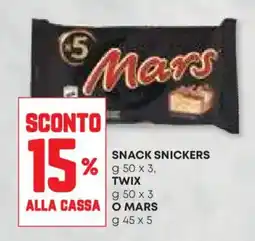 Panorama Snack snickers, twix o mars offerta
