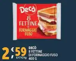 Deco Supermercati Decò 8 fettine di formaggio fuso offerta