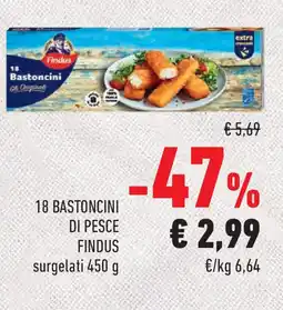 Conad Superstore 18 bastoncini di pesce FINDUS surgelati offerta