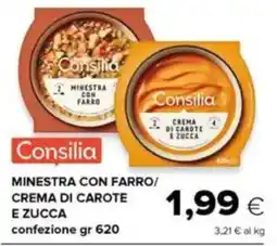 Tigre Consilia minestra con farro/ crema di carote e zucca offerta