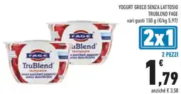 Conad Superstore Yogurt greco senza lattosio trublend FAGE 2 pezzi offerta