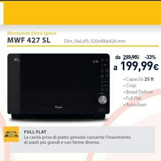 Mwf 427 sl superficie piana microonde combinato 25 l 800 w nero, argento  offerta di Unieuro
