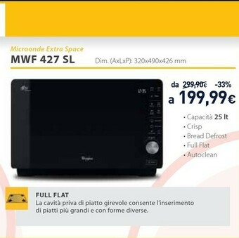 Unieuro Mwf 427 sl superficie piana microonde combinato 25 l 800 w nero, argento offerta