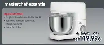 Unieuro Impastatrice masterchef essential robot da cucina 800 w 4,8 l bianco, grigio offerta