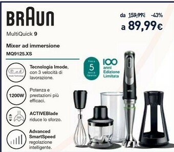 Multiquick 9 mq 9125 xs 0,35 l frullatore ad immersione 1200 w nero, acciaio inossidabile