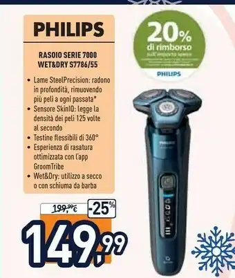 Unieuro Rasoio serie 7000 wet&dry s7786/55 offerta