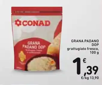 Spazio Conad Conad Grana Padano Dop grattugiato fresco, 100g offerta