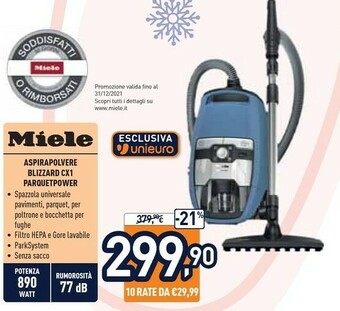 Blizzard cx1 parquet powerline 890 w a cilindro secco senza sacchetto 2 l