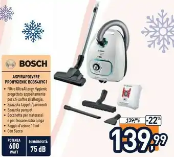 Unieuro Serie 4 bgbs4hyg1 aspirapolvere 600 w a cilindro secco sacchetto per la polvere offerta