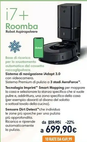 Unieuro Roomba i7+ aspirapolvere robot 0,4 l senza sacchetto nero offerta