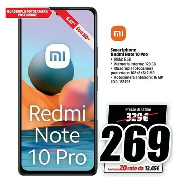 MediaWorld Smartphone redmi note 10 pro offerta