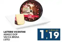SeBón Supermercati Latterie vicentine asiago dop vacca bruna l'etto offerta