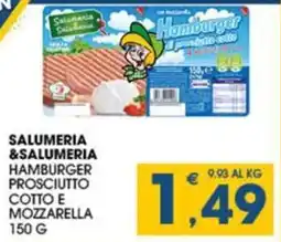 SeBón Supermercati Salumeria &salumeria hamburger prosciutto cotto e mozzarella offerta