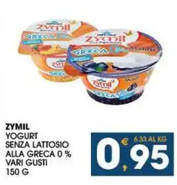 SeBón Supermercati Zymil yogurt senza lattosio alla greca 0% vari gusti offerta