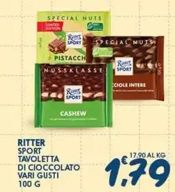 SeBón Supermercati Ritter sport tavoletta di cioccolato vari gusti offerta