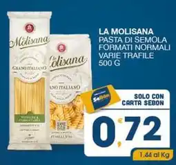 SeBón Supermercati La molisana pasta di semola formati normali varie trafile offerta