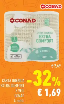 Conad Superstore Carta igienica extra comfort 3 veli CONAD offerta