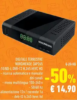 Conad Superstore DIGITALE TERRESTRE NORDMENDE ZAP265 -10/ND-L DVB-T2 H.265 HEVC HD offerta