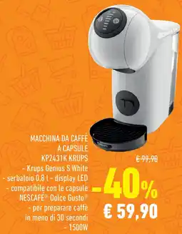 Conad Superstore Macchina da caffe a capsule KP2431K KRUPS offerta