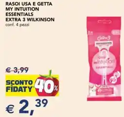 Esselunga Rasoi usa e getta my intuition essentials extra 3 WILKINSON offerta