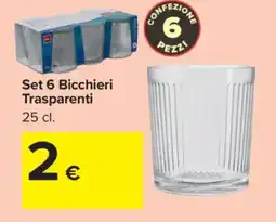 Carrefour Set 6 bicchieri trasparenti offerta