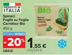 Carrefour Spinaci Foglia su Foglia Carrefour Bio offerta