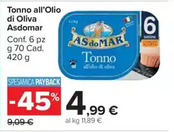 Carrefour Tonno all’Olio di Oliva AsdoMar offerta