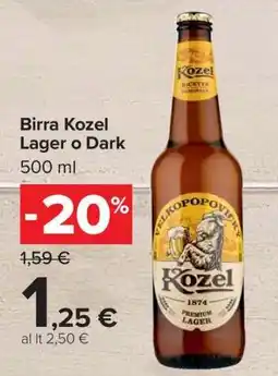 Carrefour Birra Kozel Lager o Dark offerta